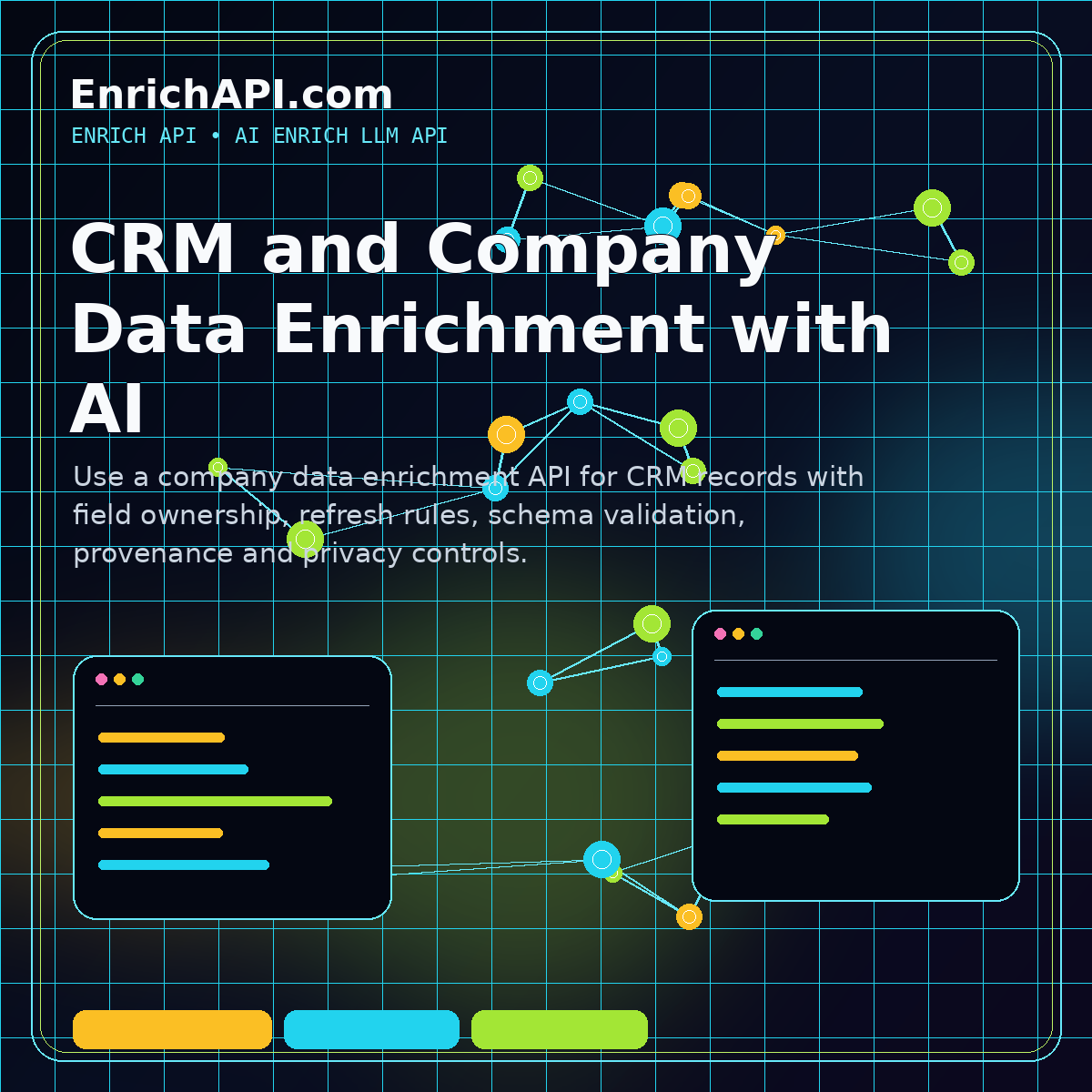 CRM company data enrichment API workflow adding industry, profile, location and semantic tags to records