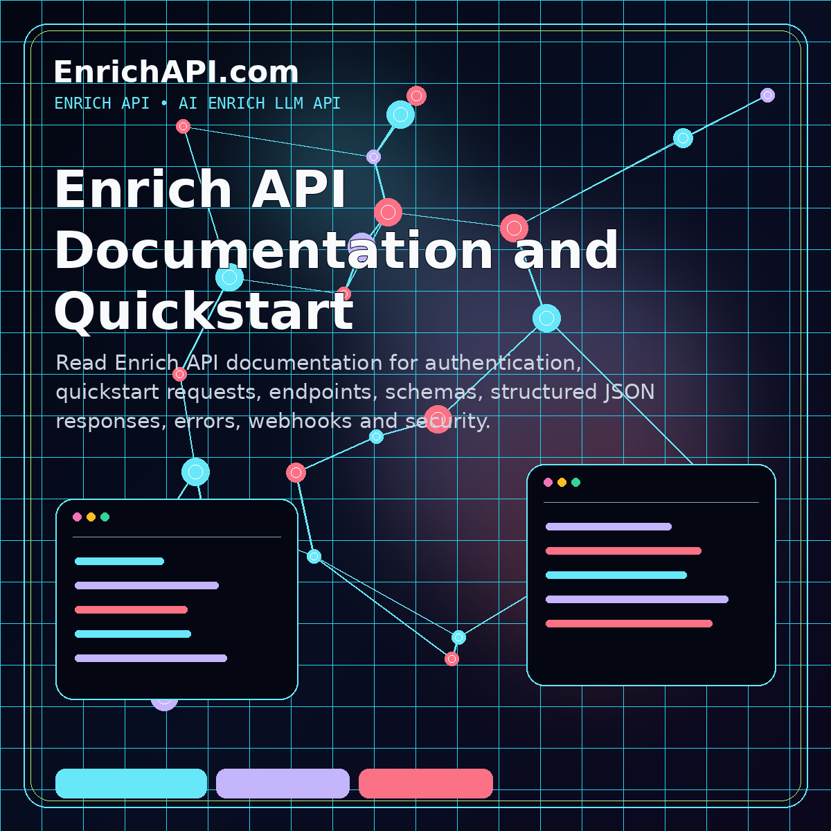 Enrich API documentation interface with quickstart request, structured response and schema validation