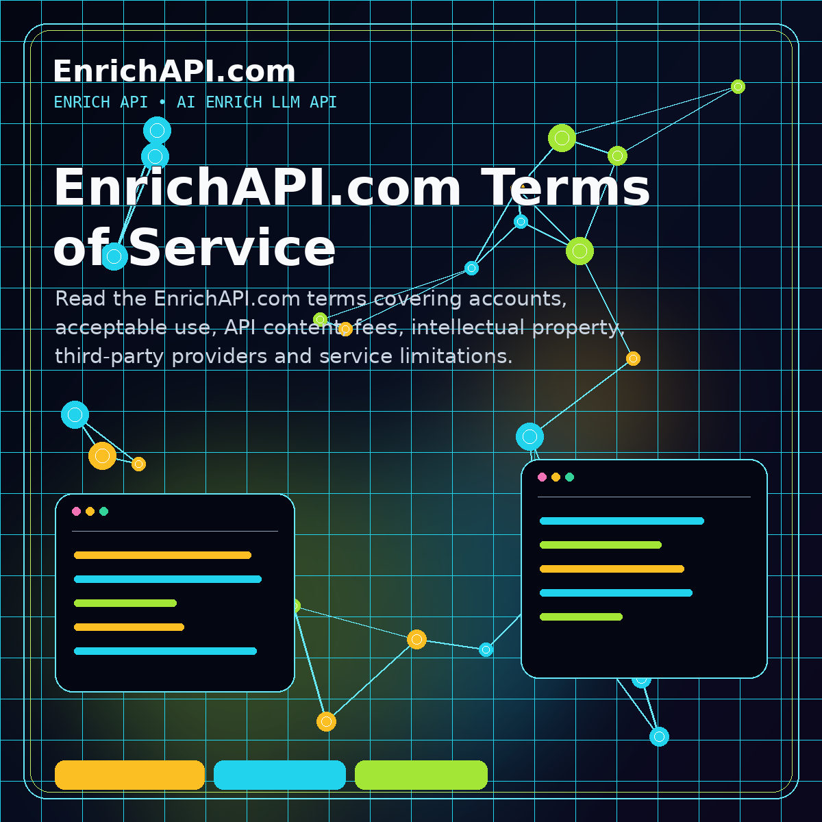 EnrichAPI.com terms of service for API accounts, acceptable use and third-party model providers